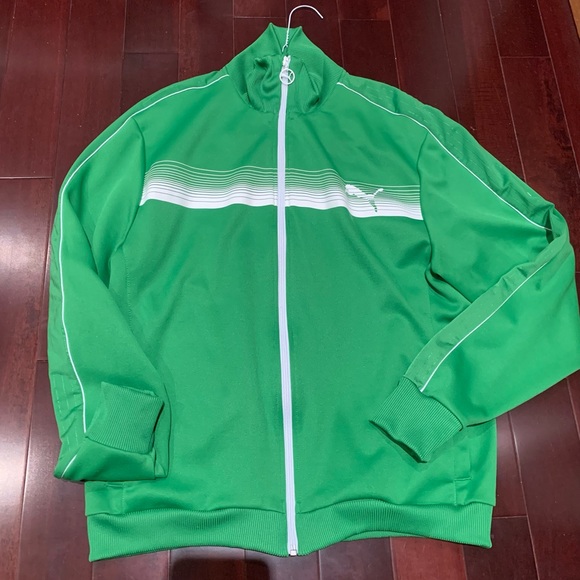 Puma zip up size medium collarless green branded logo - Picture 1 of 6